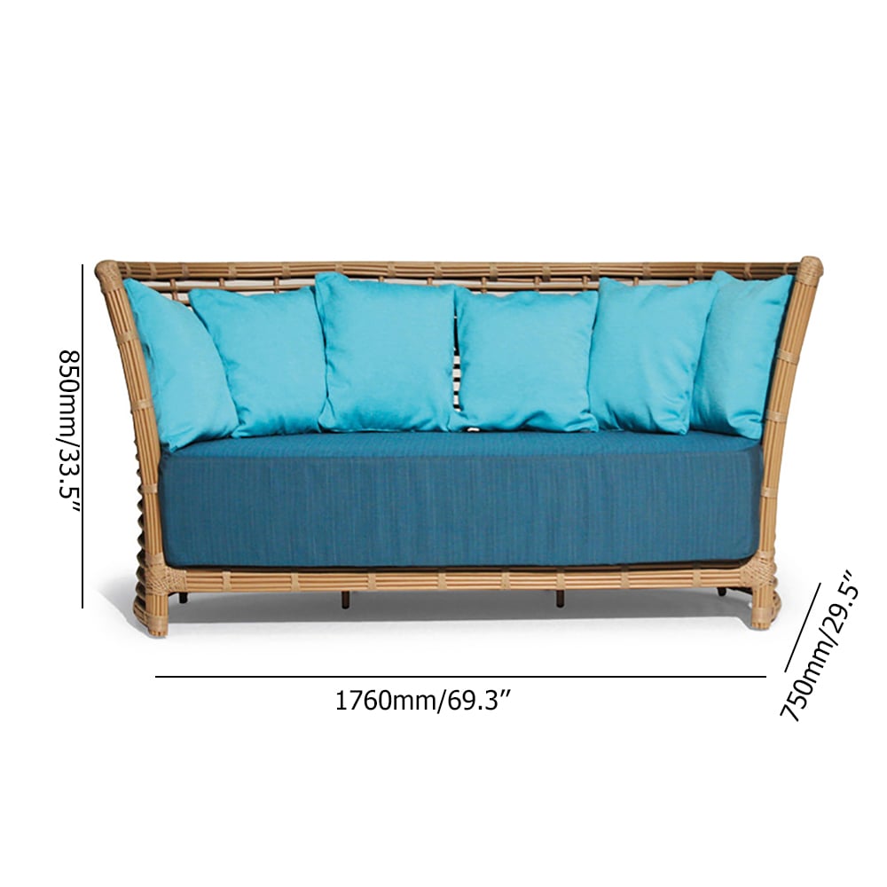2-Seater Rattan Outdoor Sofa Patio Loveseat with Pillow Back window image