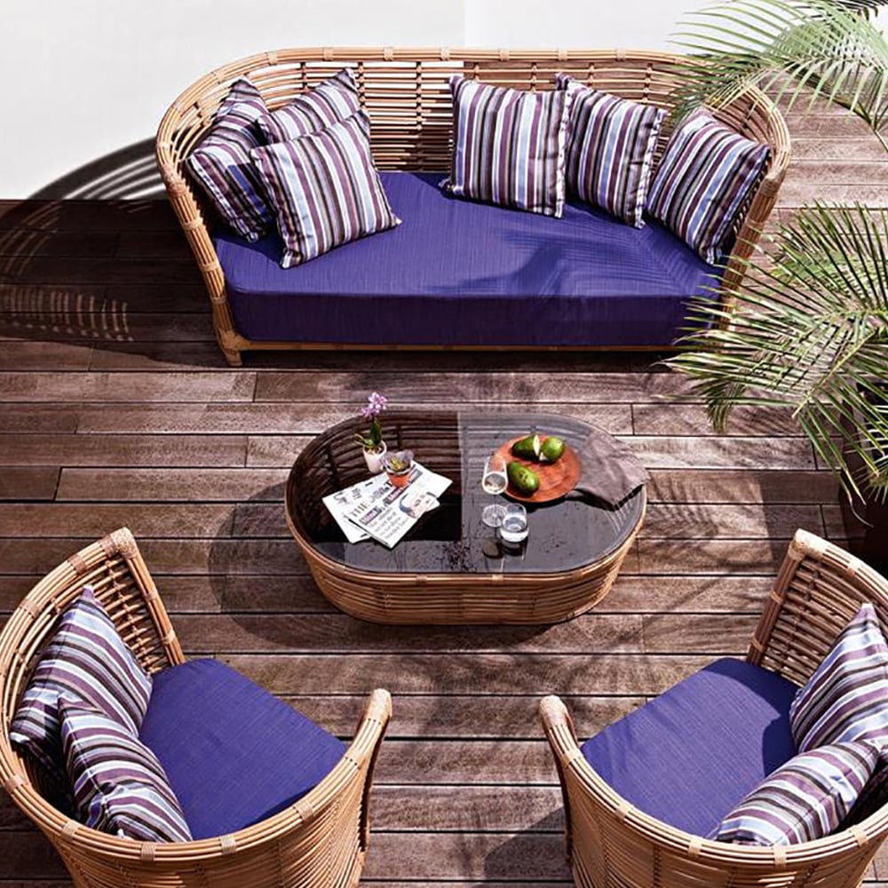 2-Seater Rattan Outdoor Sofa Patio Loveseat with Pillow Back window image