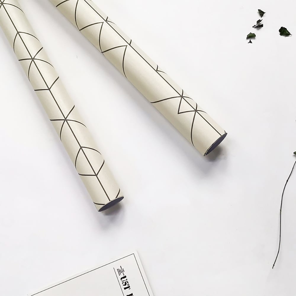 Modern Nordic Geometric Pattern in Beige 17.7″W x 32.81′L Peel and Stick Wallpaper window image