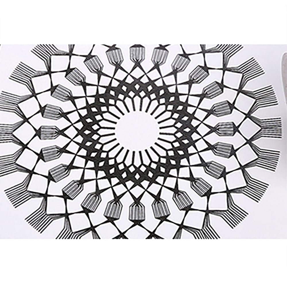 Modern Circle  Lines Pattern in Black&White 17.7″W x 32.81′L Peel and Stick Wallpaper window image