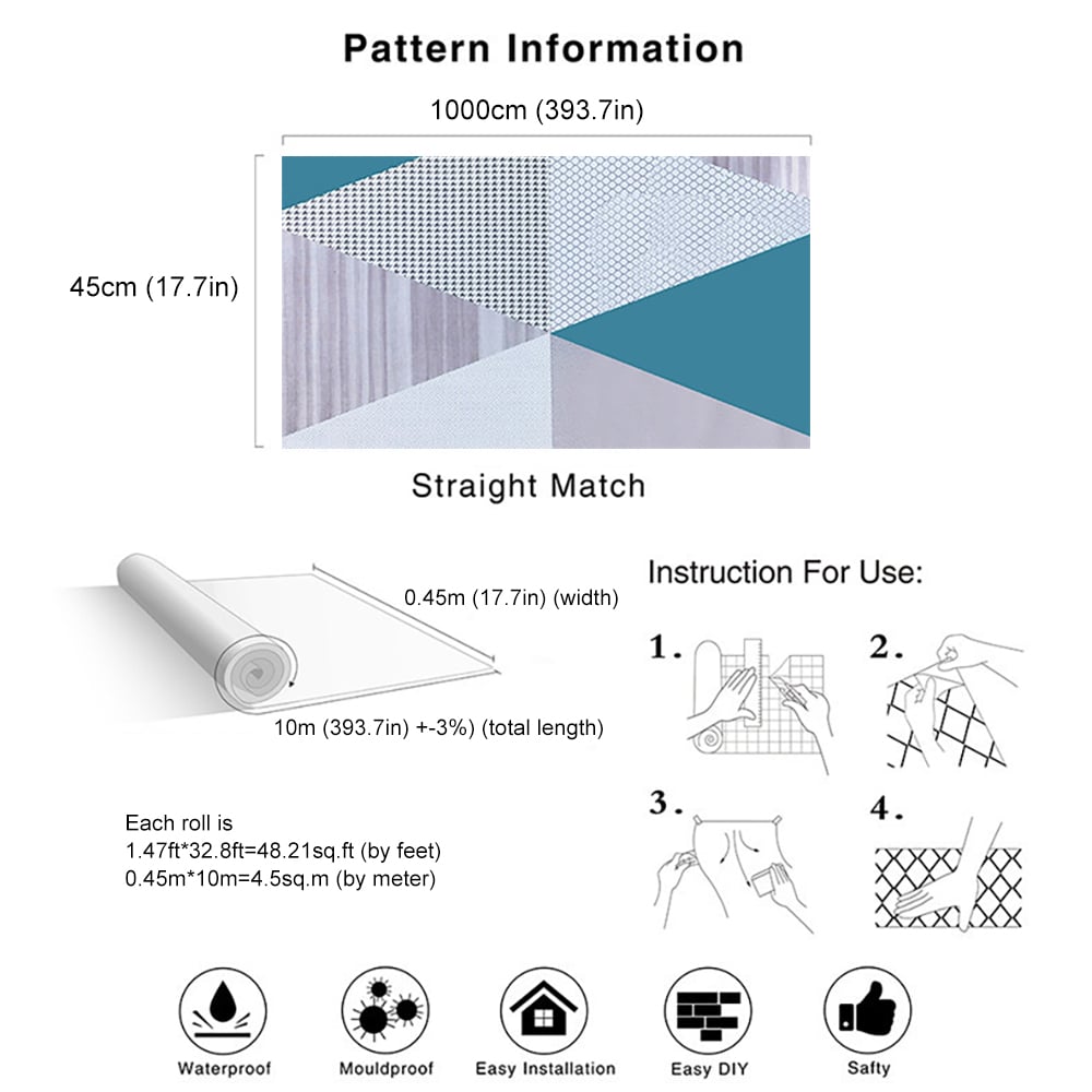 450mmW x 10000mmL Modern Nordic Geometric Pattern Multi-colour Peel and Stick Wallpaper window image