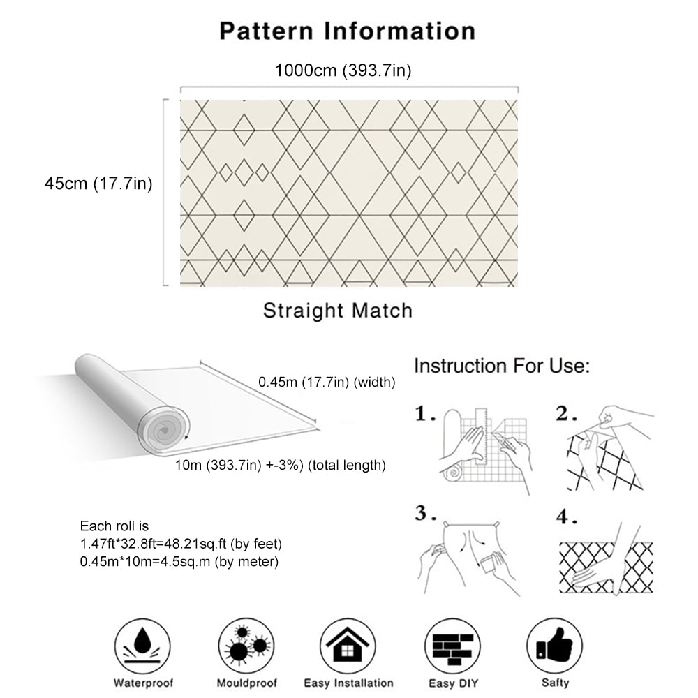 Modern Nordic Geometric Pattern in Beige 17.7″W x 32.81′L Peel and Stick Wallpaper window image