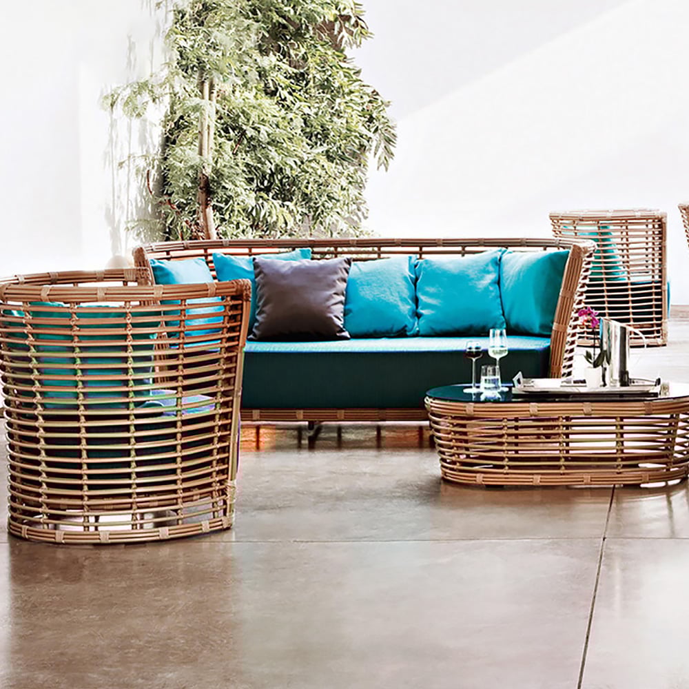 2-Seater Rattan Outdoor Sofa Patio Loveseat with Pillow Back window image