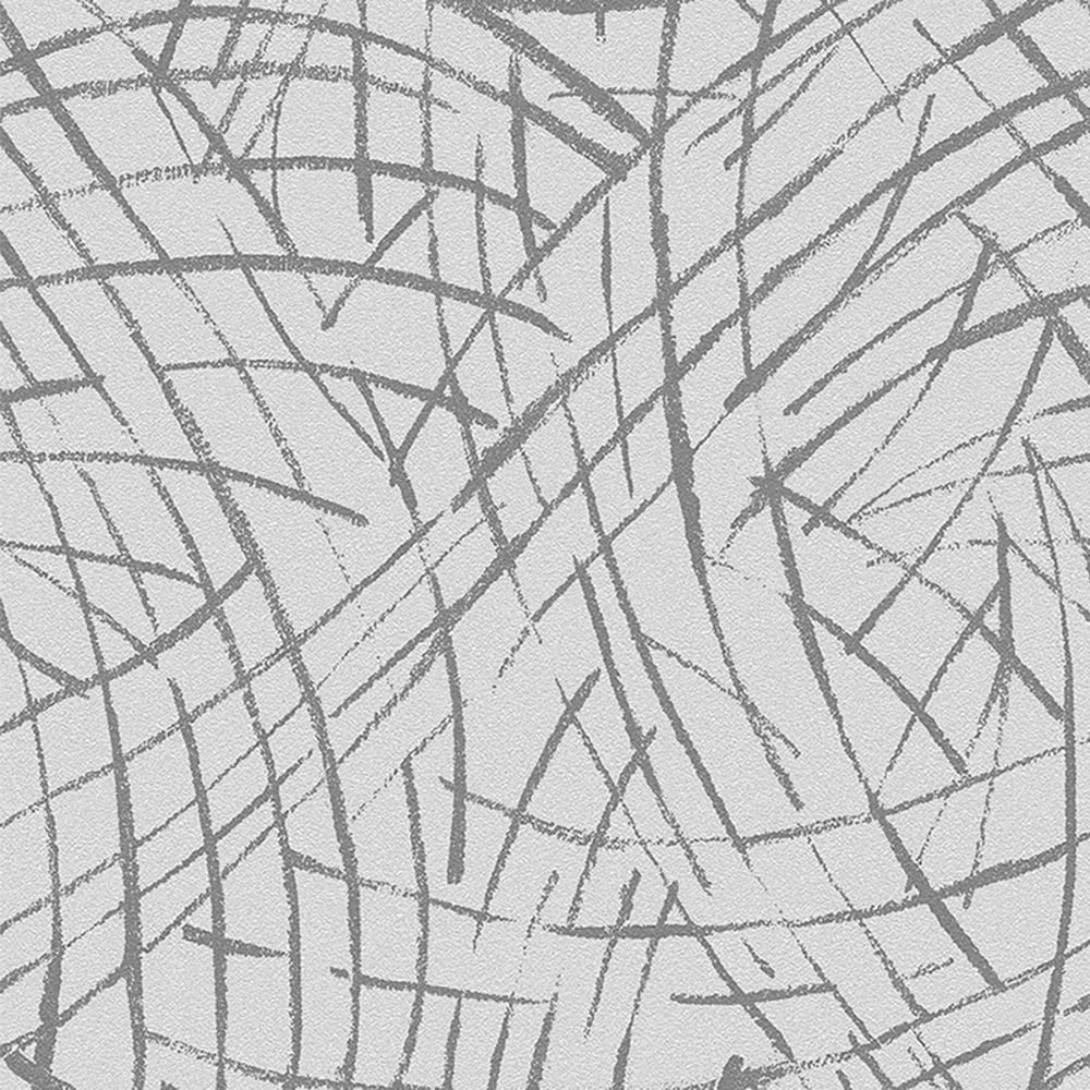 Retro Literary Strokes in Grey & White Peel and Stick Wallpaper window image