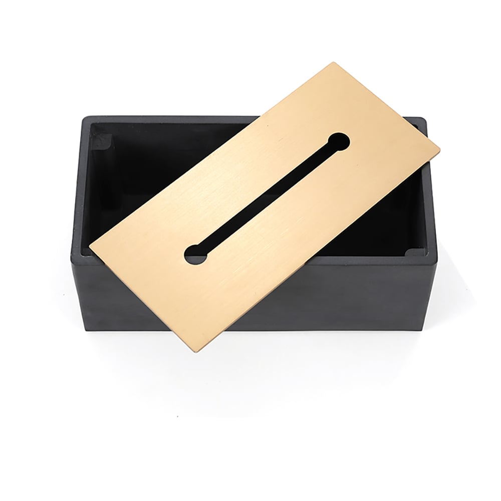 Modern Rectangular Cement Tissue Box with Stainless Steel Lid window image