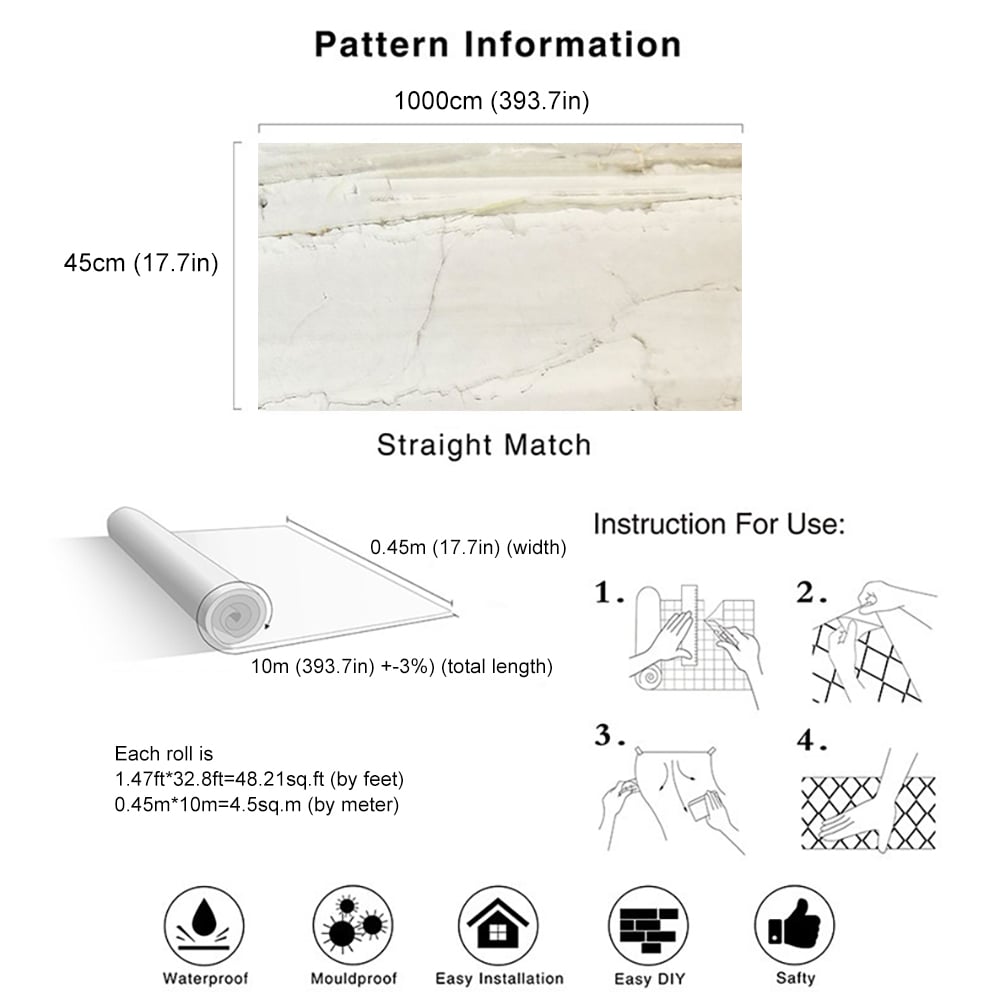 Morden Marble Pattern in Light Grey 450mmW x 10000mmL Peel and Stick Wallpaper window image