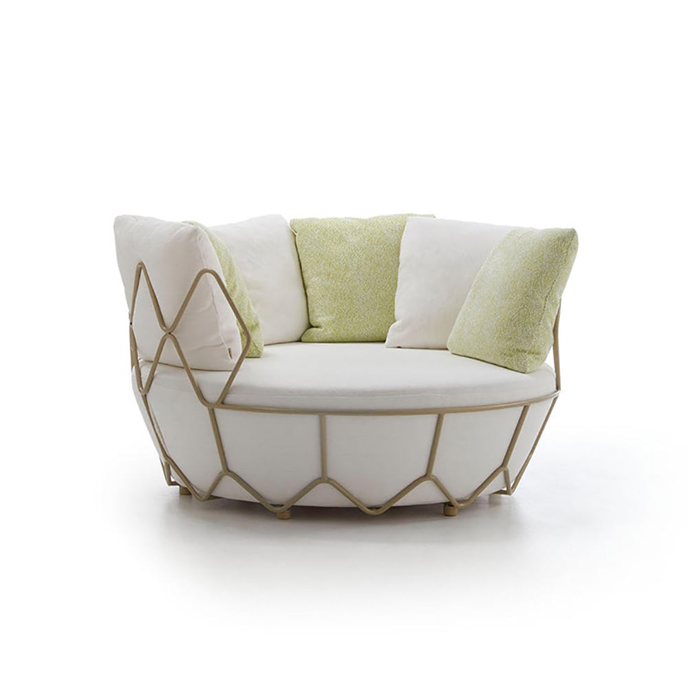 2-Pieces Outdoor Barrel Chair Set with Diamond-Shape Frame and Side Table window image