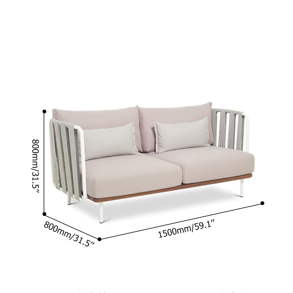 2-Seater Outdoor Sofa Patio Loveseat with Square Arm Cushion Back window image