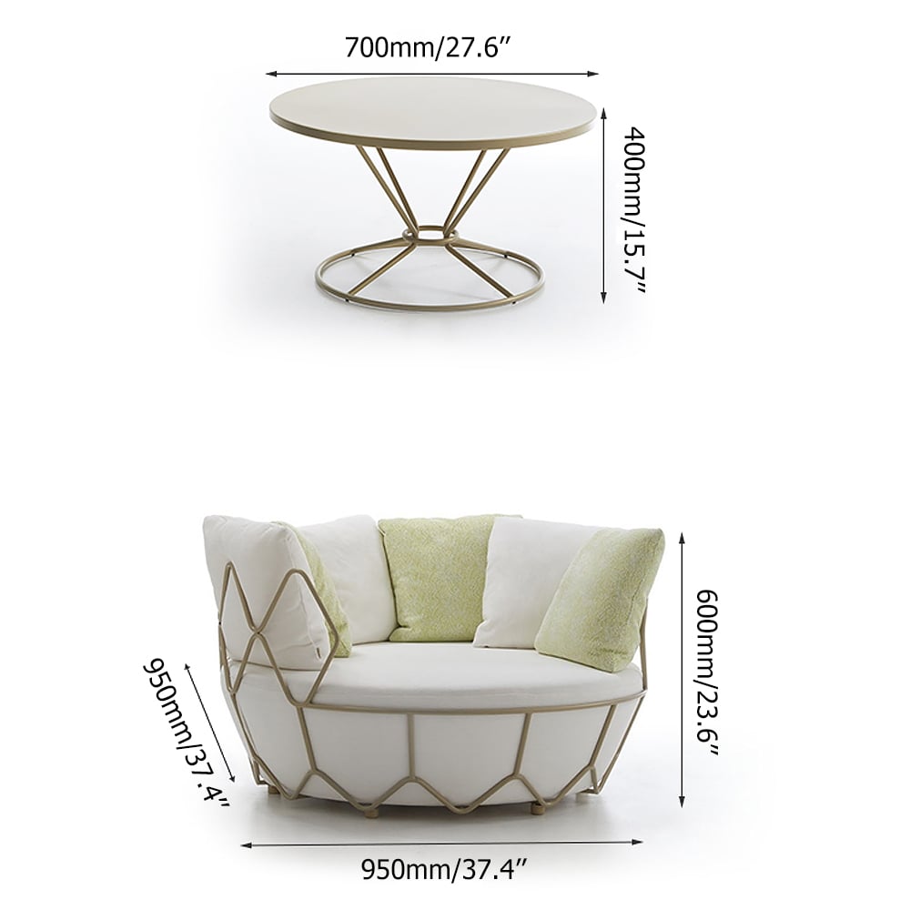 2-Pieces Outdoor Barrel Chair Set with Diamond-Shape Frame and Side Table window image