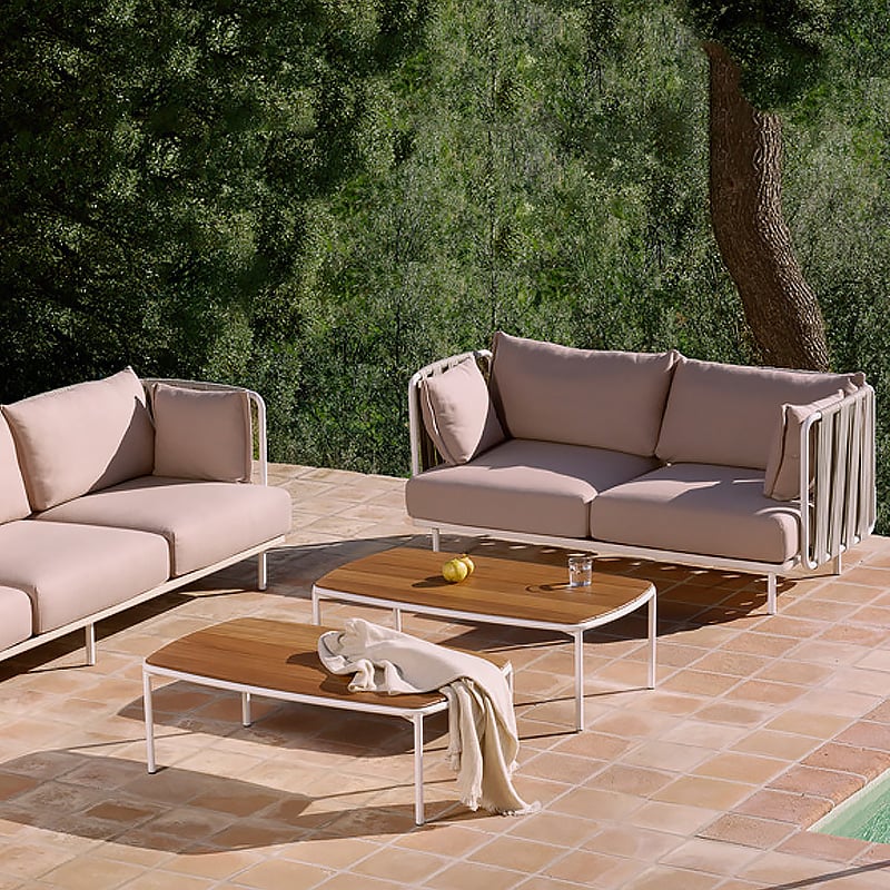 2-Seater Outdoor Sofa Patio Loveseat with Square Arm Cushion Back window image