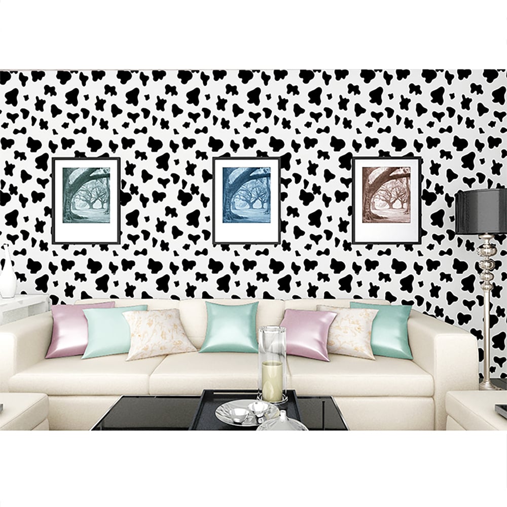 Modern Animal Pattern in Black&White 17.7″W x 32.81′L Peel and Stick Wallpaper window image