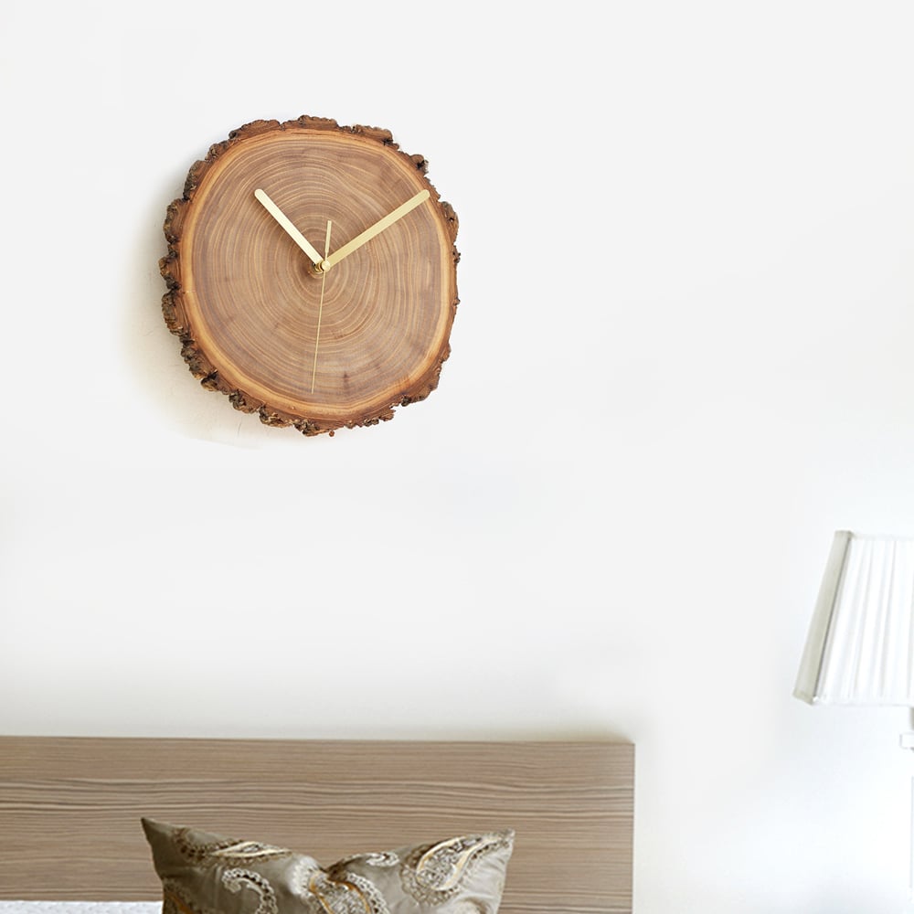 Natural Ulmus Growth-Ring Dial Creative Wall Clock window image