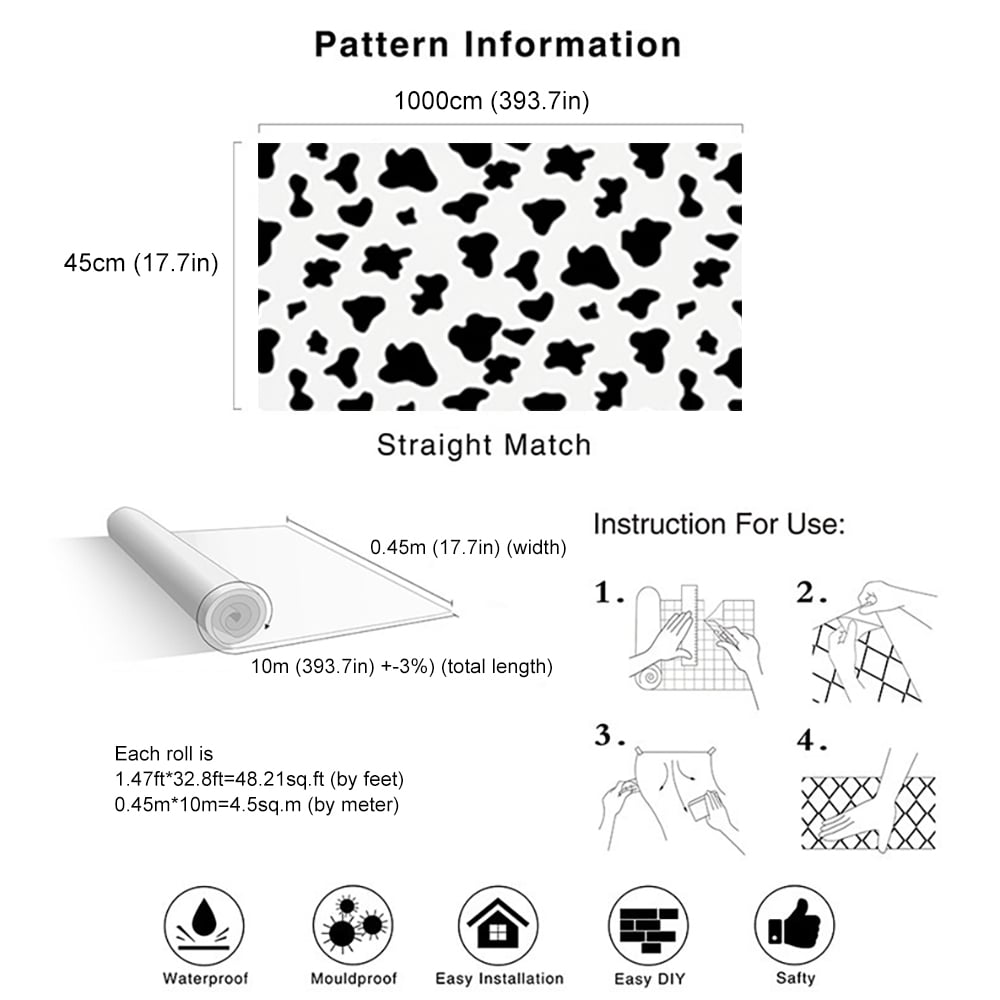 Modern Animal Pattern in Black&White 17.7″W x 32.81′L Peel and Stick Wallpaper window image