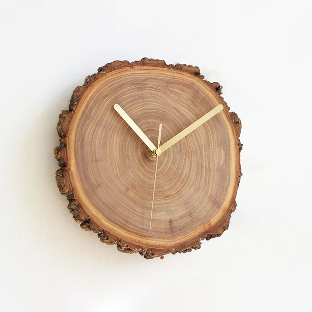 Natural Ulmus Growth-Ring Dial Creative Wall Clock window image