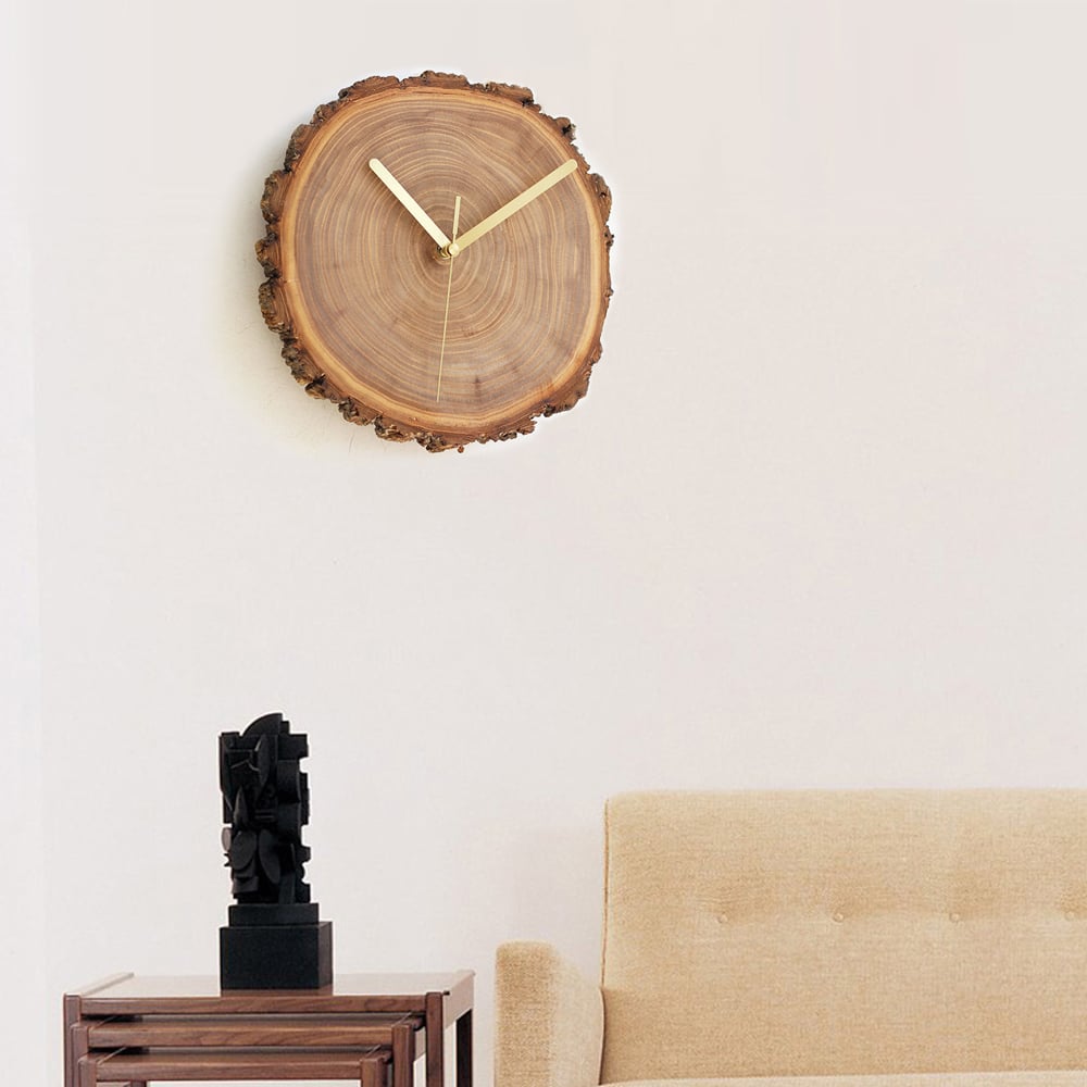 Natural Ulmus Growth-Ring Dial Creative Wall Clock window image