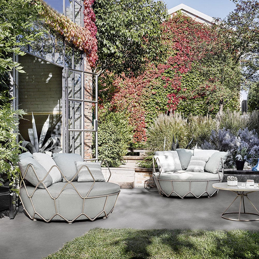 2-Pieces Outdoor Barrel Chair Set with Diamond-Shape Frame and Side Table window image