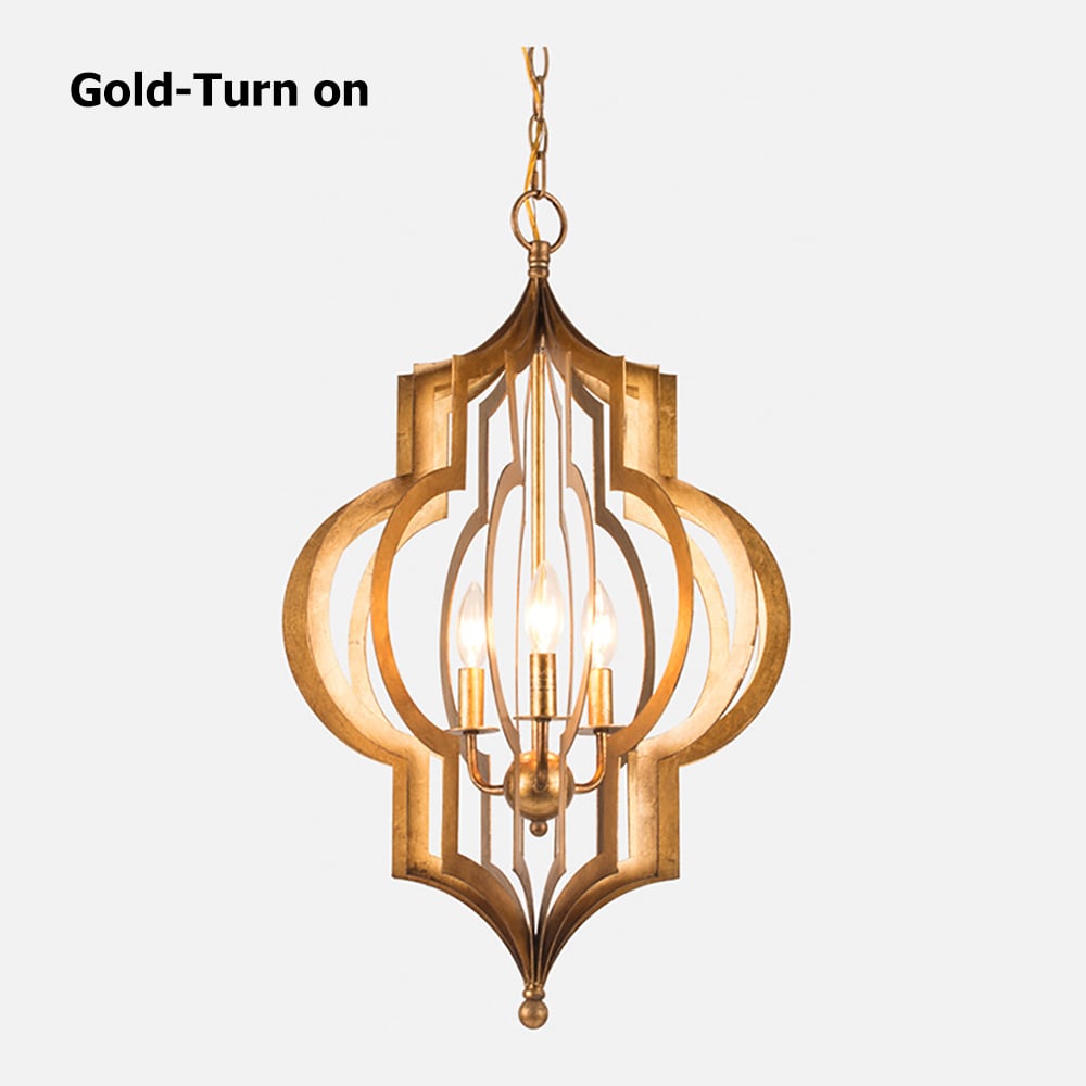Retro Paste Gold And Silver Foil Hollow Iron  LED Pendant Light window image