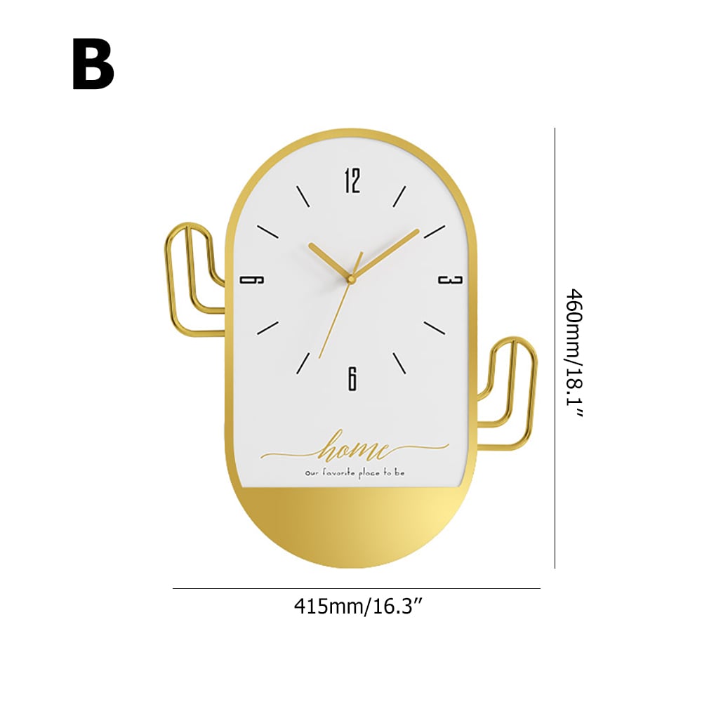 Nordic Fashion Style Geometric Oval Wall Clock with Wooden Dial window image