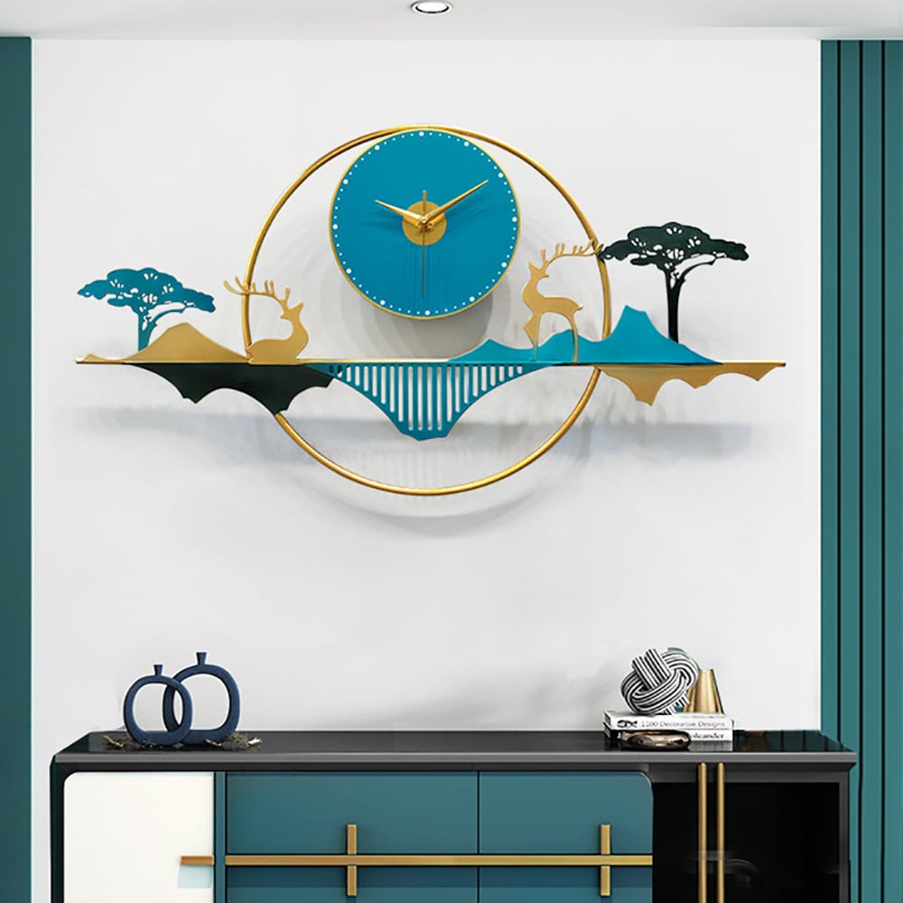 Modern Pastoral Style Forest Landscape Oversized Wall Clock window image