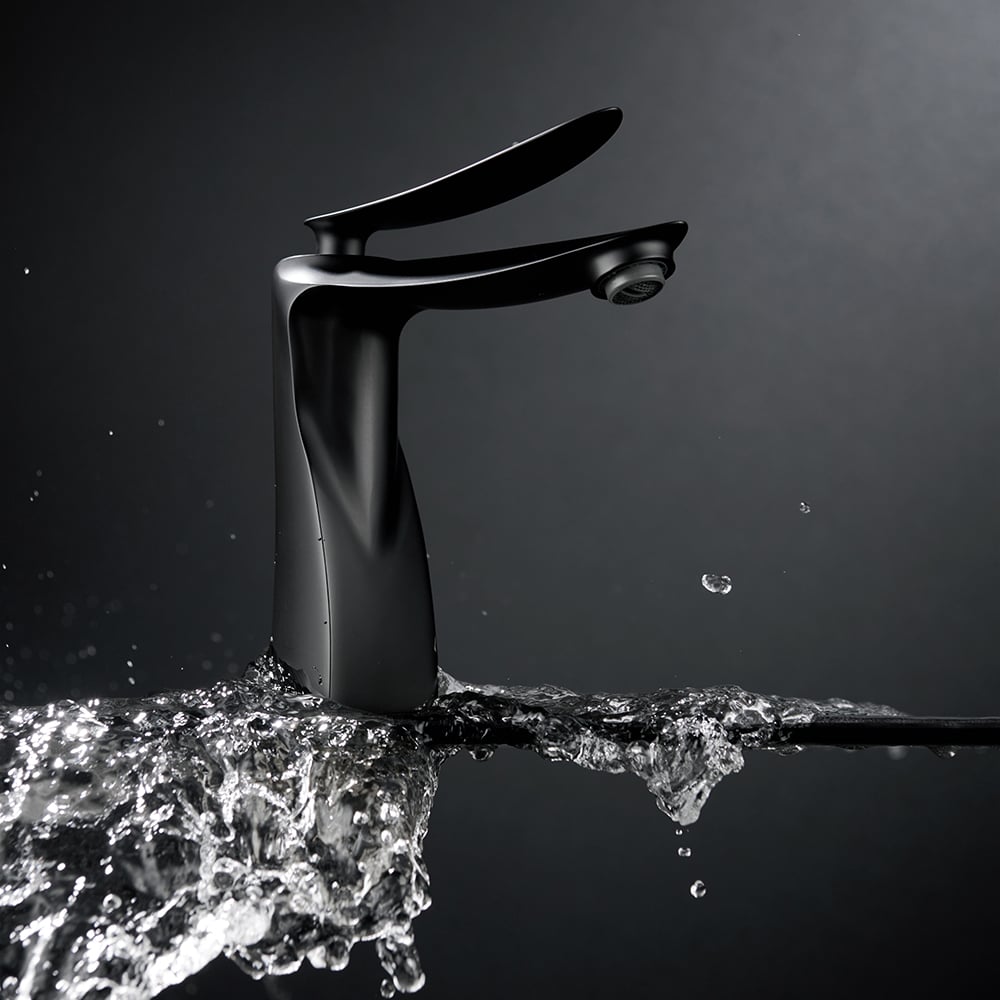 Black Brass Single Handle 1-Hole Sink Faucet window image