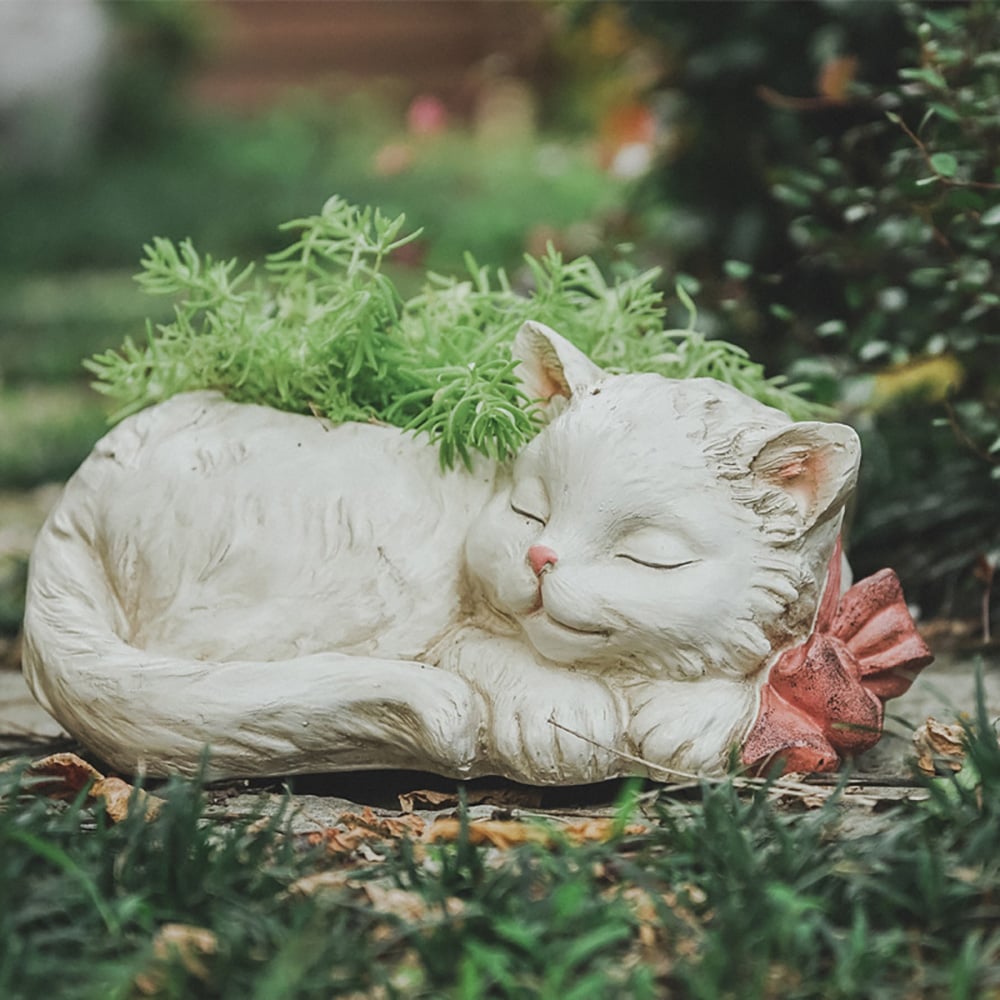 Cute Cat Resin Planter Flower Pot Succulent Planter window image