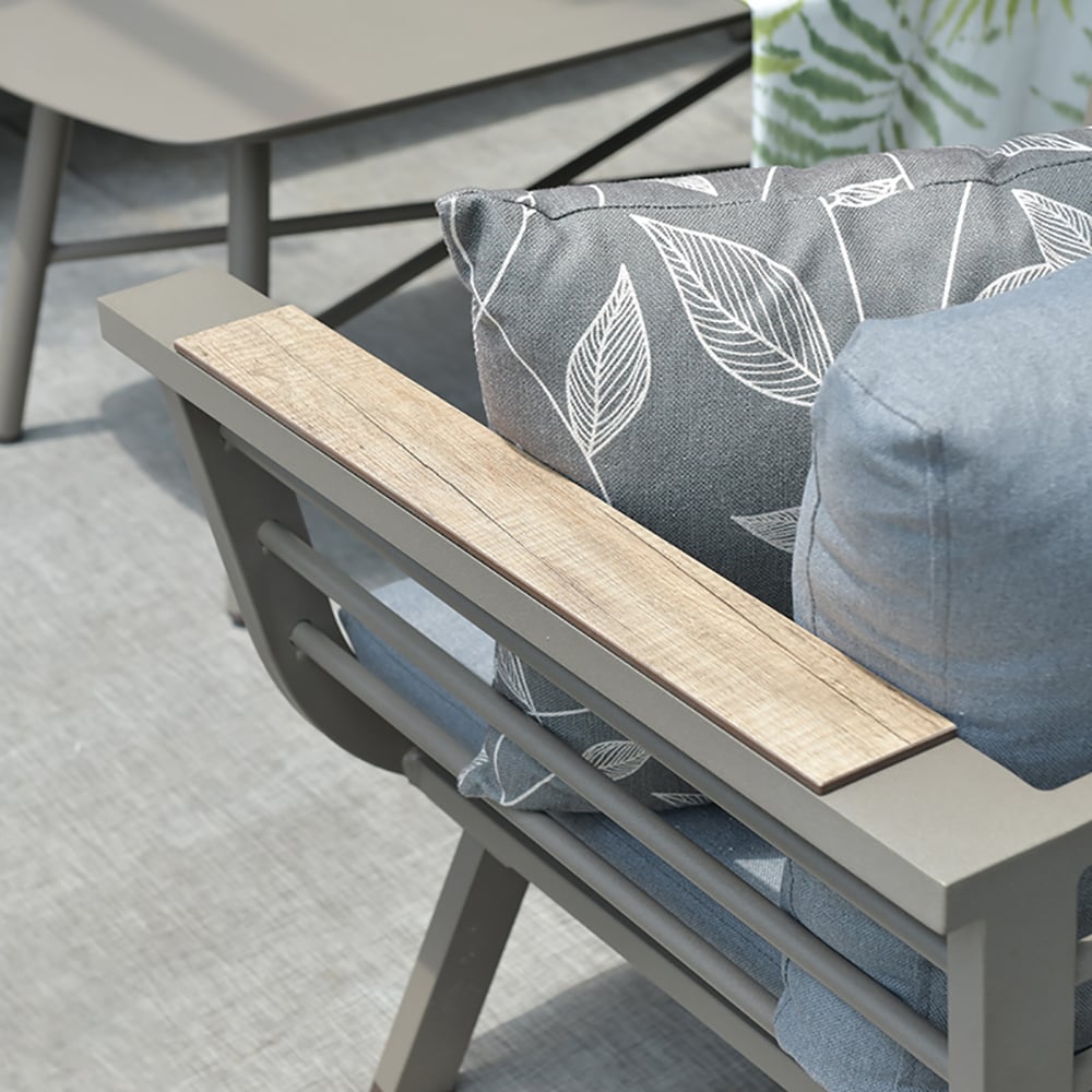 71.3" 3-Seater Aluminum Outdoor Sofa with Blue Polyester Cushion window image