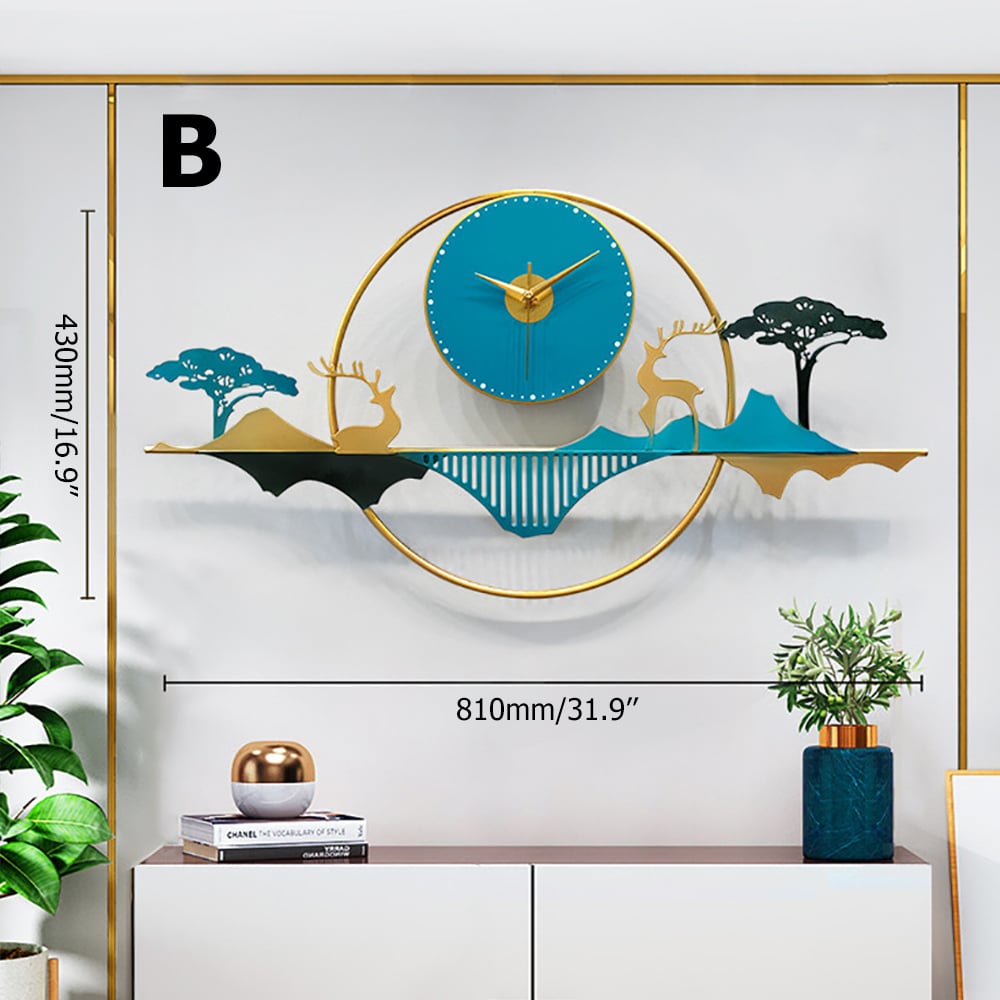 Modern Pastoral Style Forest Landscape Oversized Wall Clock window image