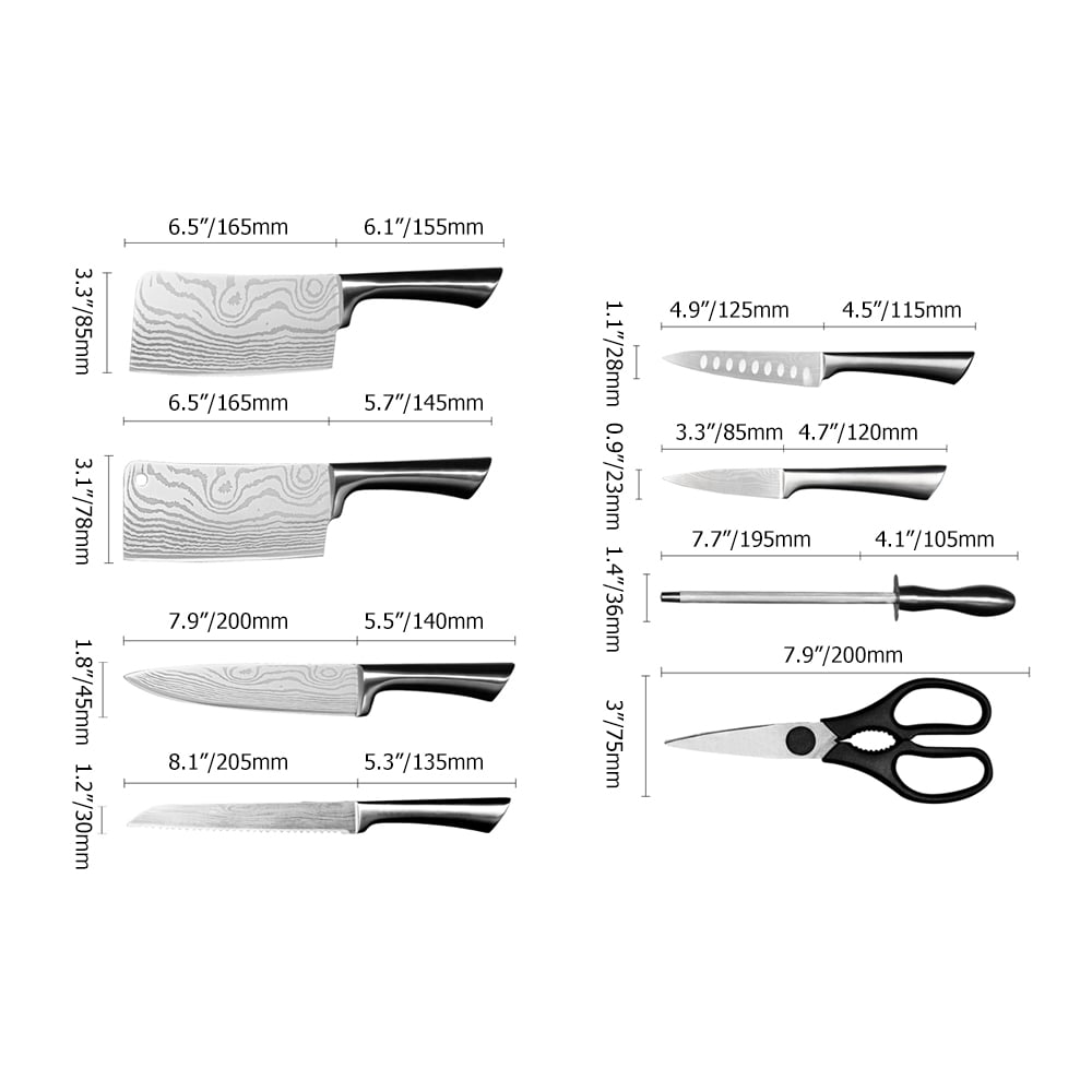 Stainless Steel 9 Piece Assorted Knife Block Set Chef's Knife Set window image