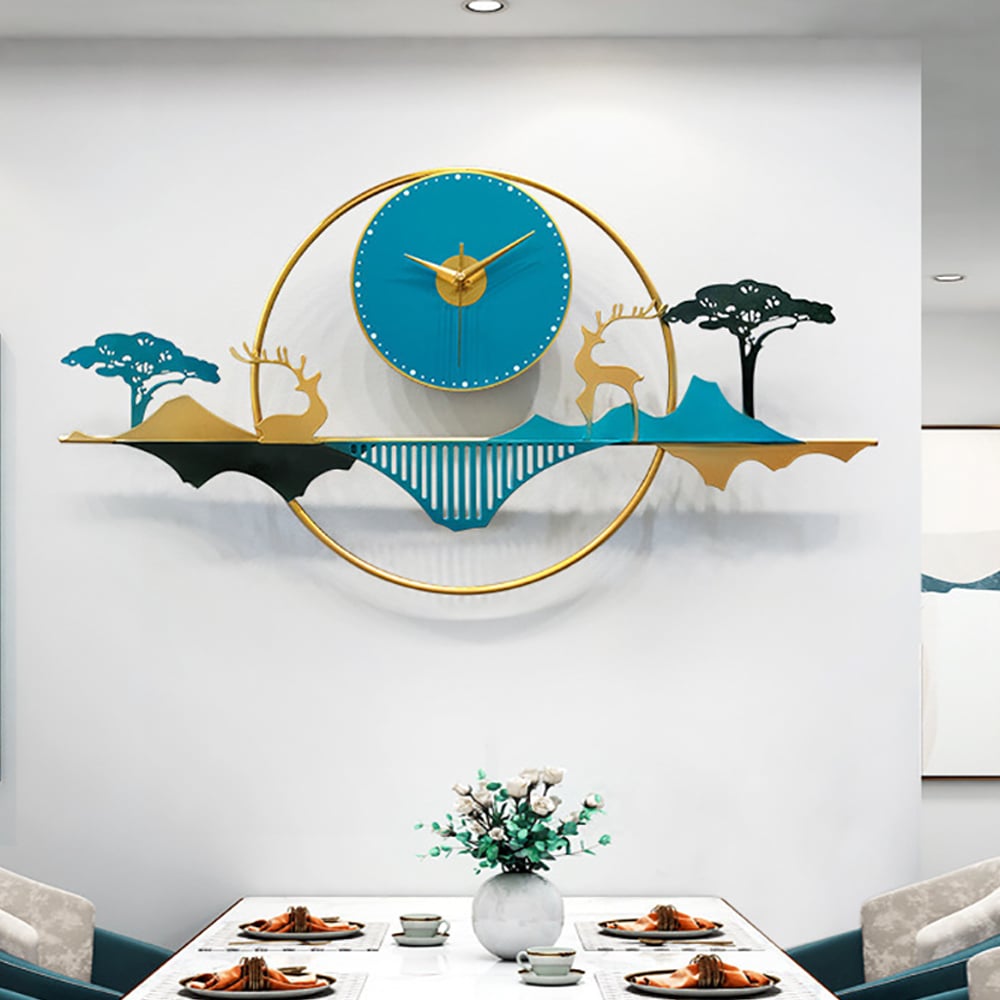 Modern Pastoral Style Forest Landscape Oversized Wall Clock window image