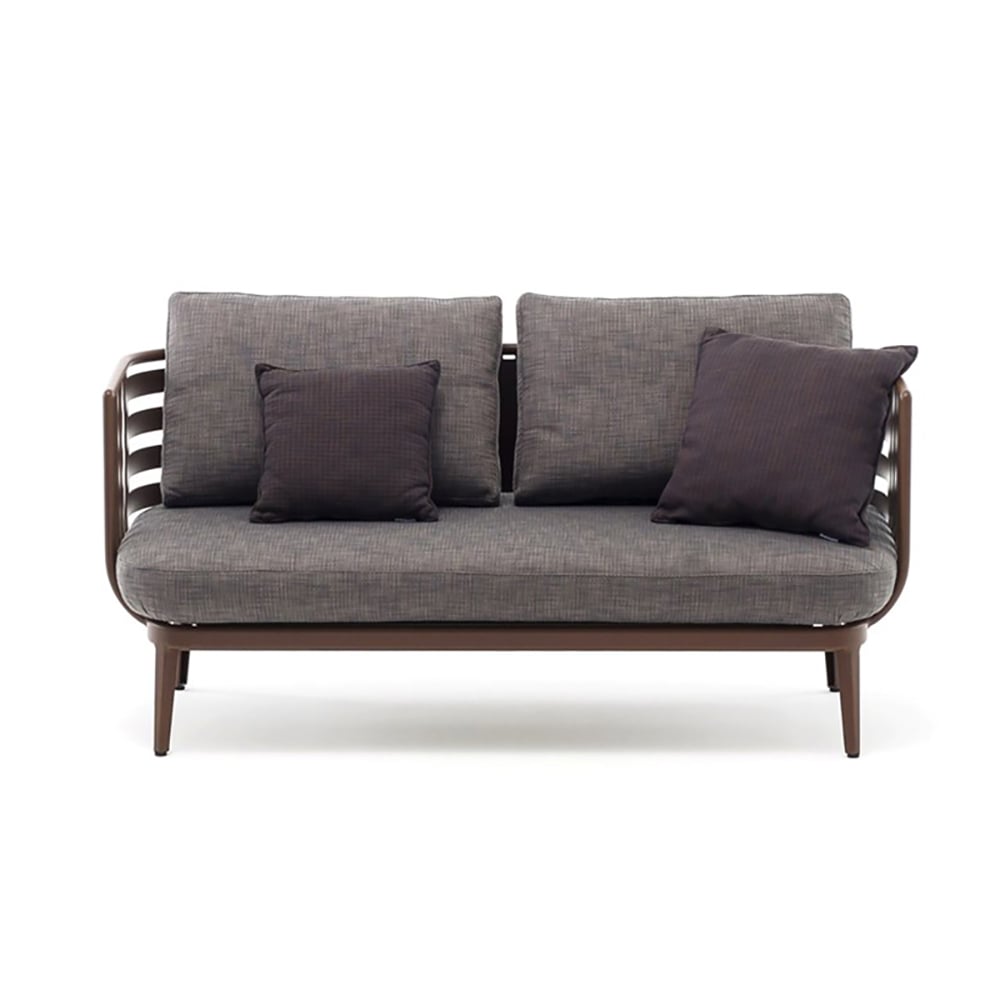 1400mm Width 2-Seater Aluminum Outdoor Sofa with Grey Polyester Cushion window image