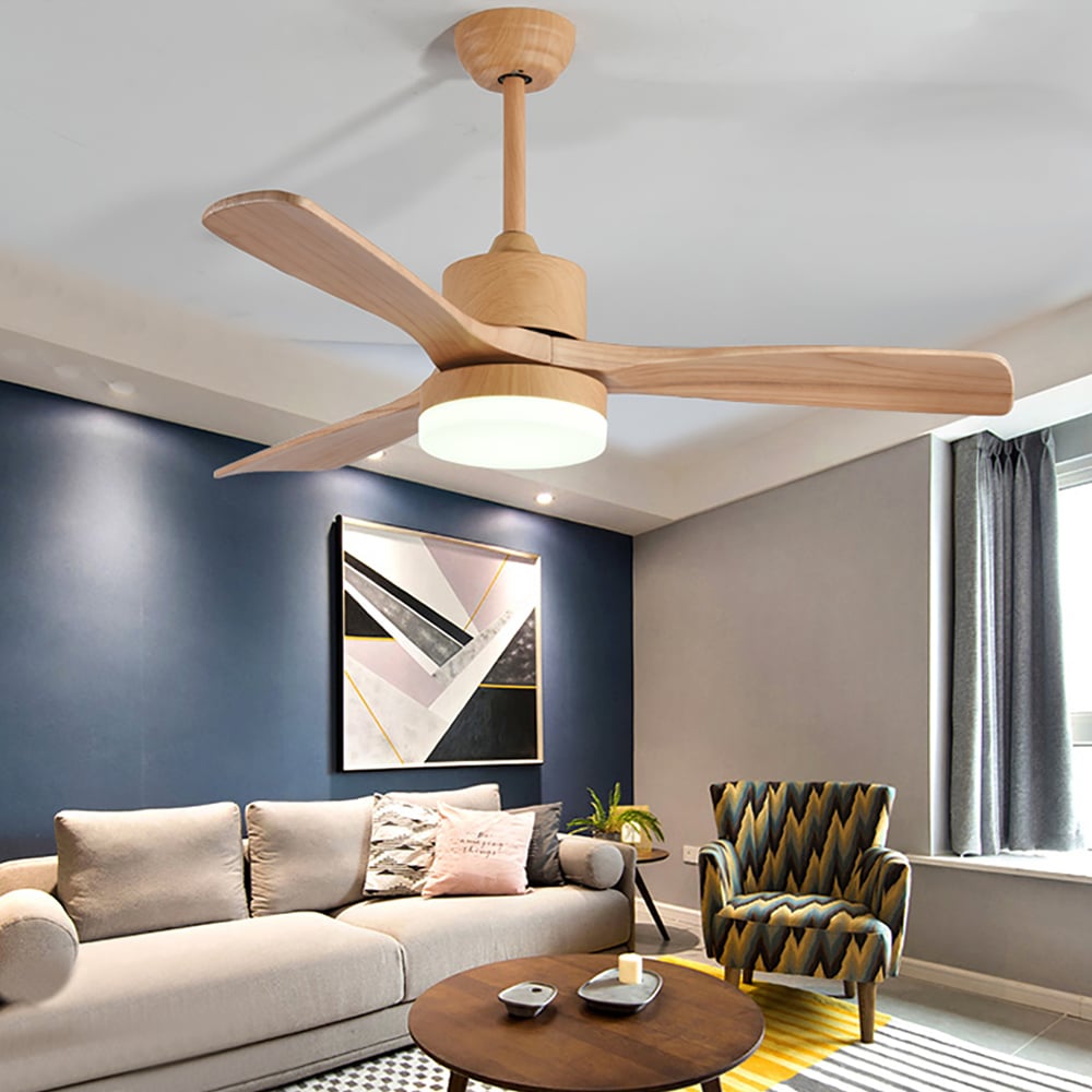 Ceiling Fan Nordic Simple Dining Room Living Room Frequency Conversion Solid Wood window image