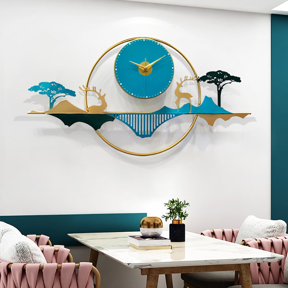 Modern Pastoral Style Forest Landscape Oversized Wall Clock window image