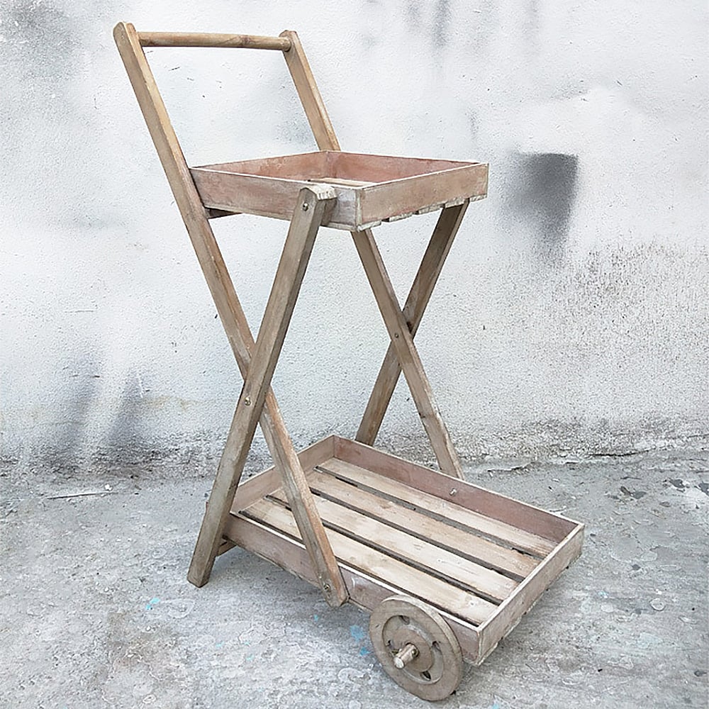 Garden Cart Solid Wood Plant Stand Flower Pot Display window image