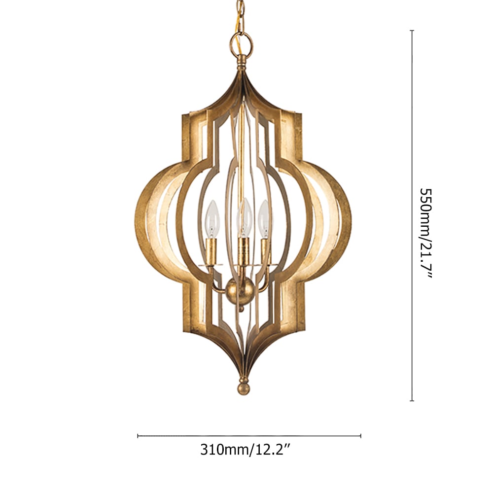Retro Paste Gold And Silver Foil Hollow Iron  LED Pendant Light window image
