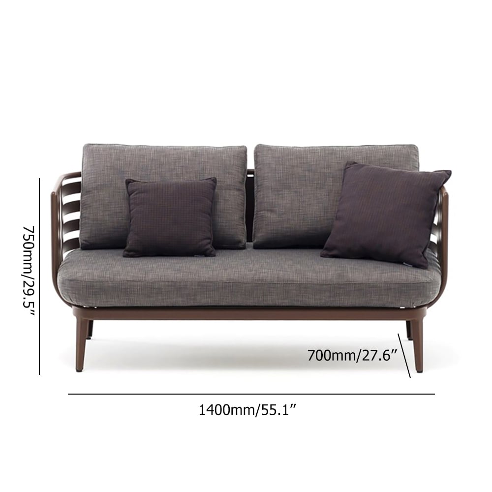 1400mm Width 2-Seater Aluminum Outdoor Sofa with Grey Polyester Cushion window image