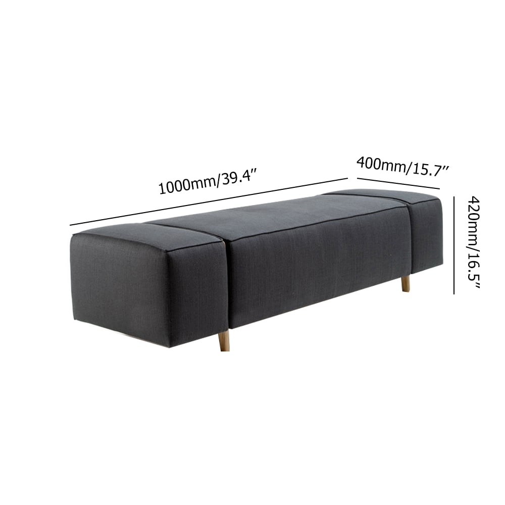 Modern Deep Gray Rectangular Bench Entryway Ottoman with Gold Legs window image