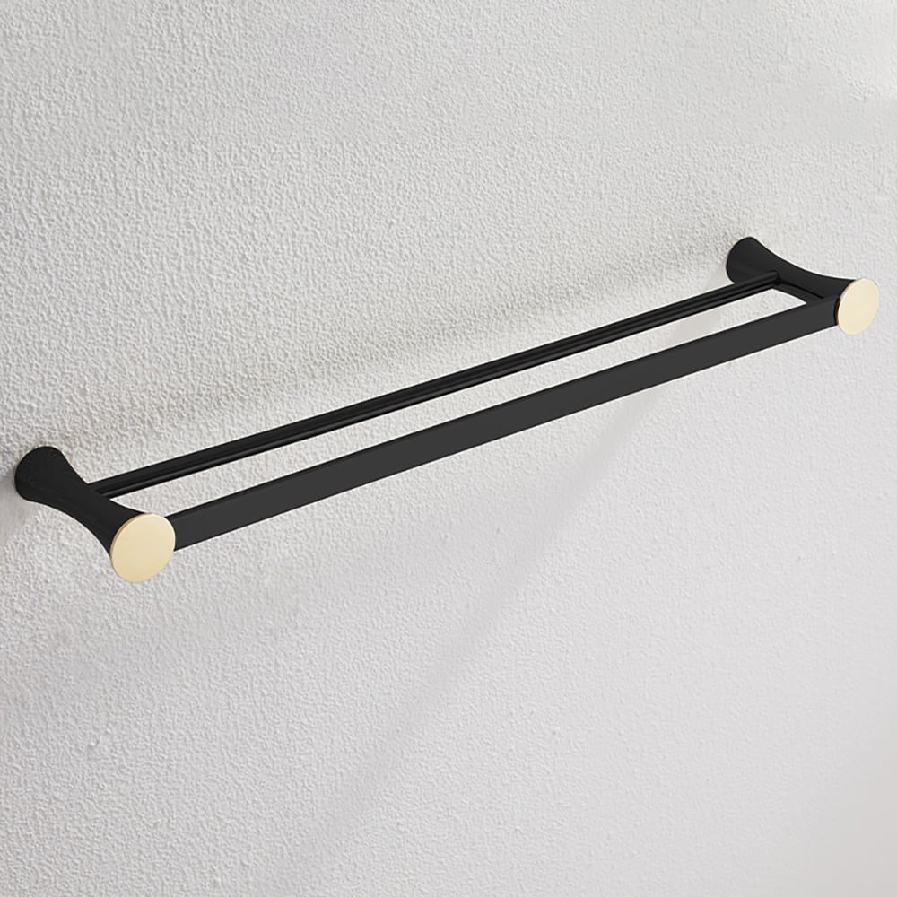 Toallero minimalista moderno de cobre de 2 rieles para baño Imagen de ventana