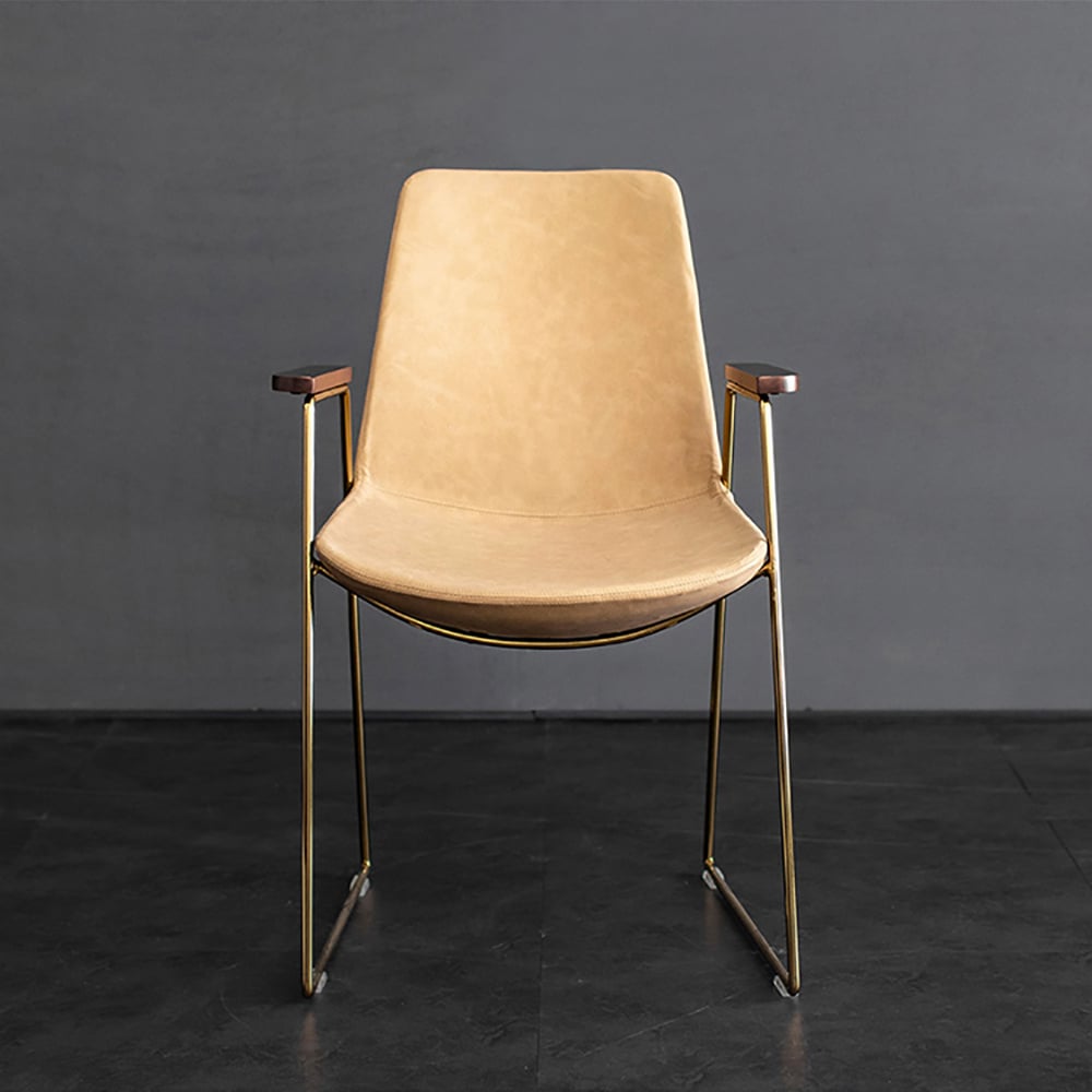 Contemporary Dining Chair PU Leather Upholstered with Gold Legs window image