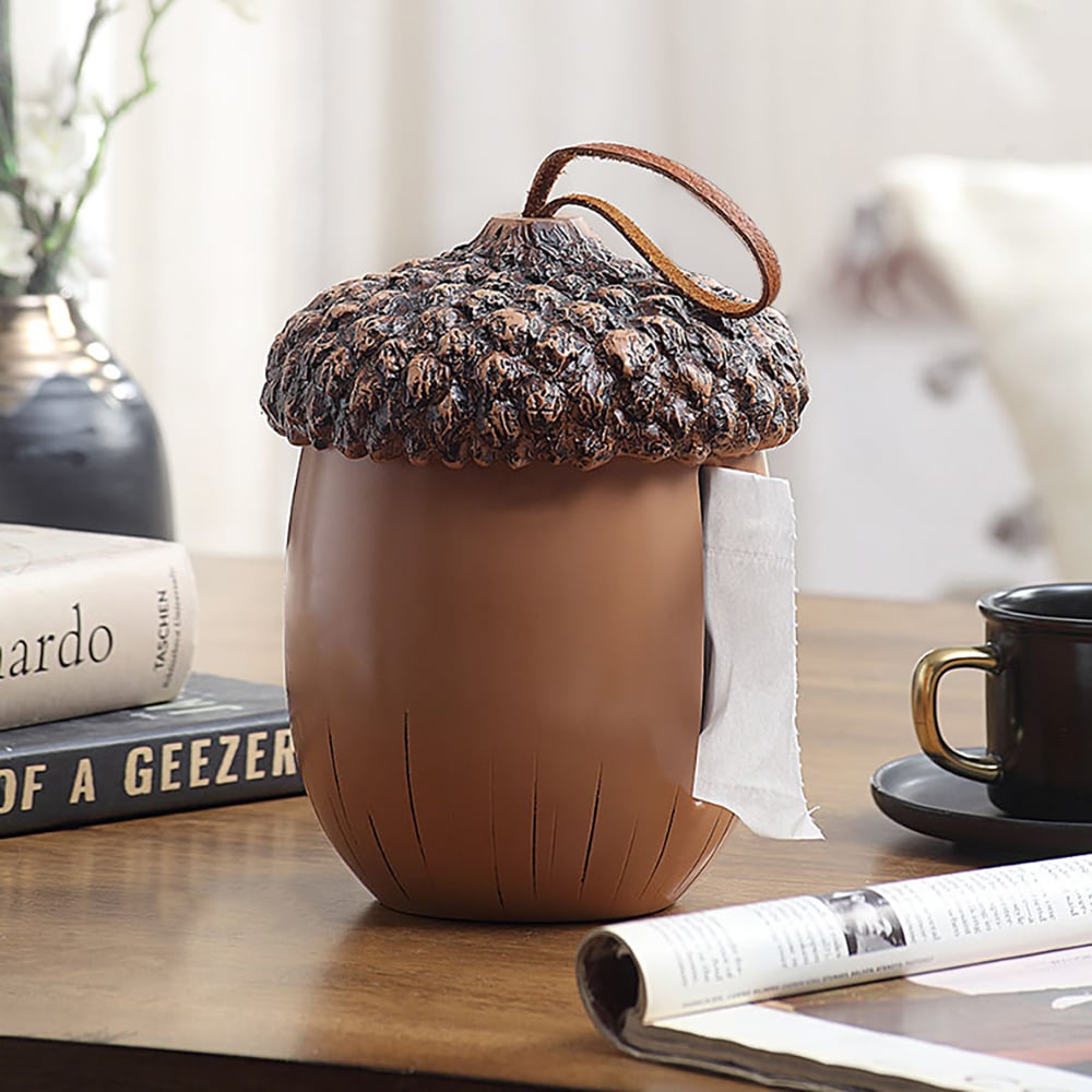 Farmhouse Decor Acorn Tissue Box Desk Paper Organizer window image