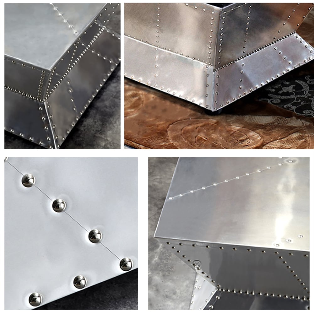 Industrial Aluminum Coffee Table in MDF Rectangular Accent Table  window image