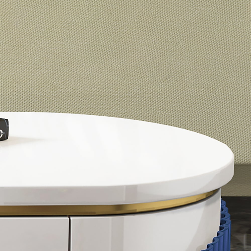 Modern Coffee Table with Storage Marble Top & Wood Doors window image