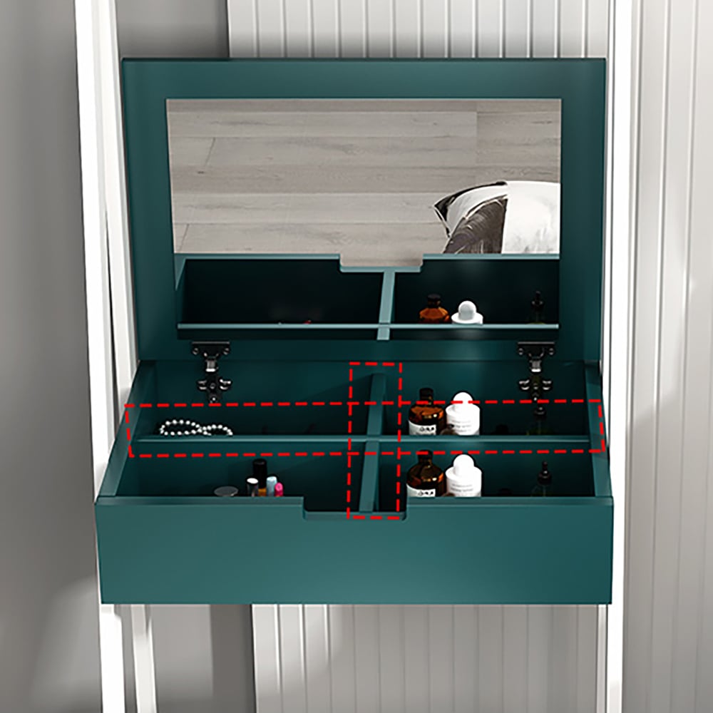 Modern Makeup Table with Shelving&Mirror&Hooks window image