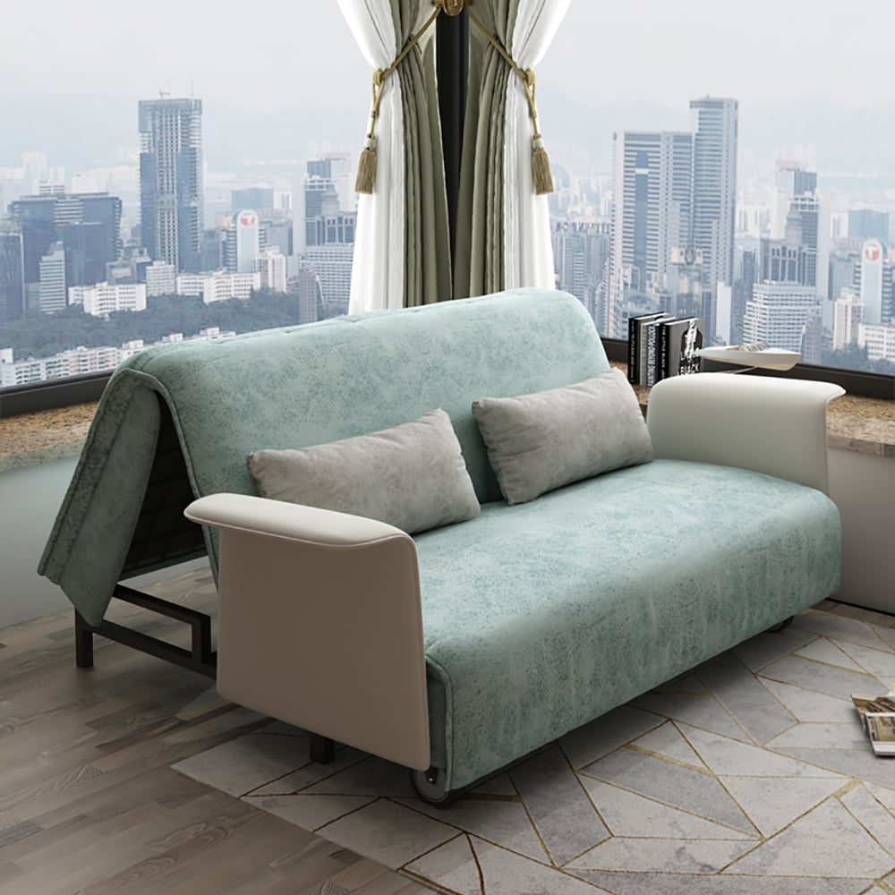 Modern 2 Seat Convertible Sofa Bed Leath-aire Full Sleeper Sofa window image