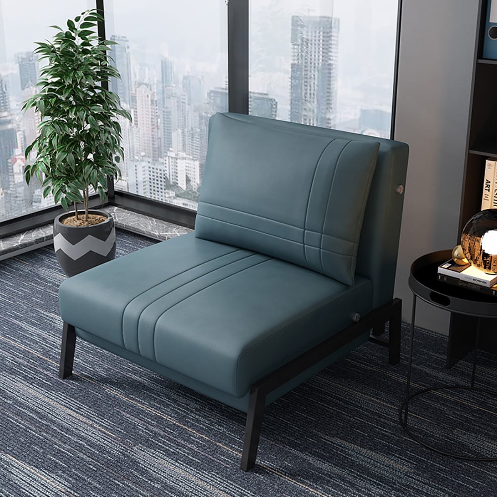 860mm Modern Full Sleeper Sofa Leath-Aire Armless Sofa Bed in Blue window image