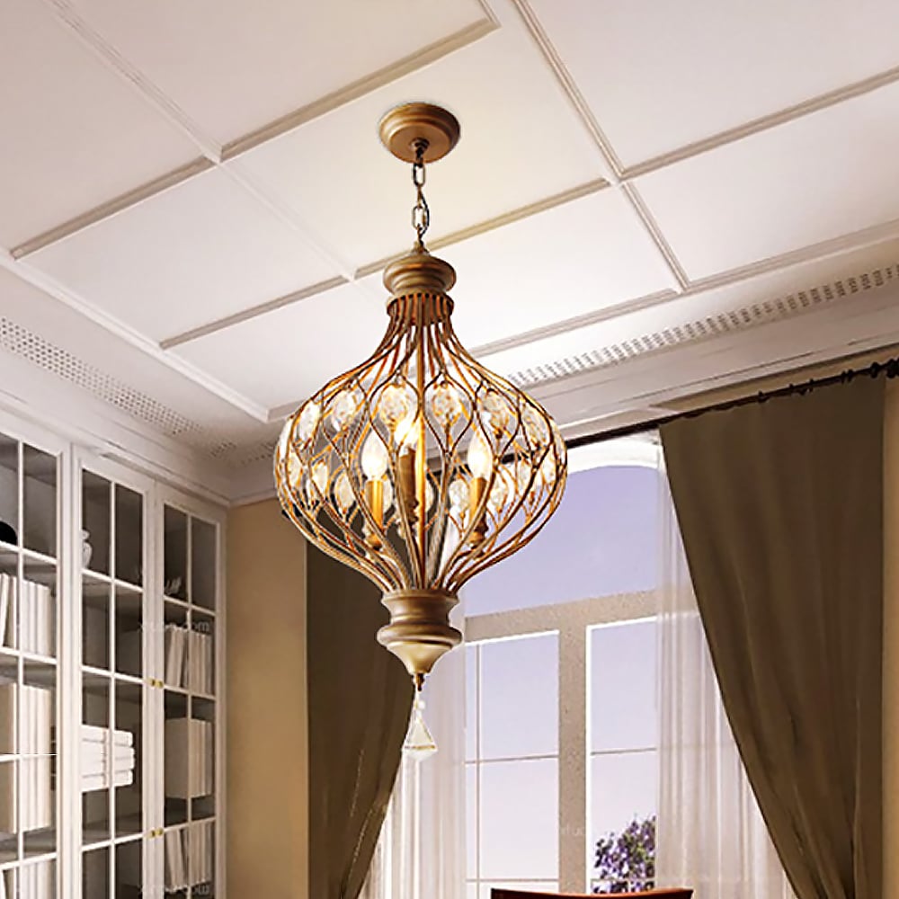 Rural Crystal Retro Simple Iron Lantern Pendant Light window image