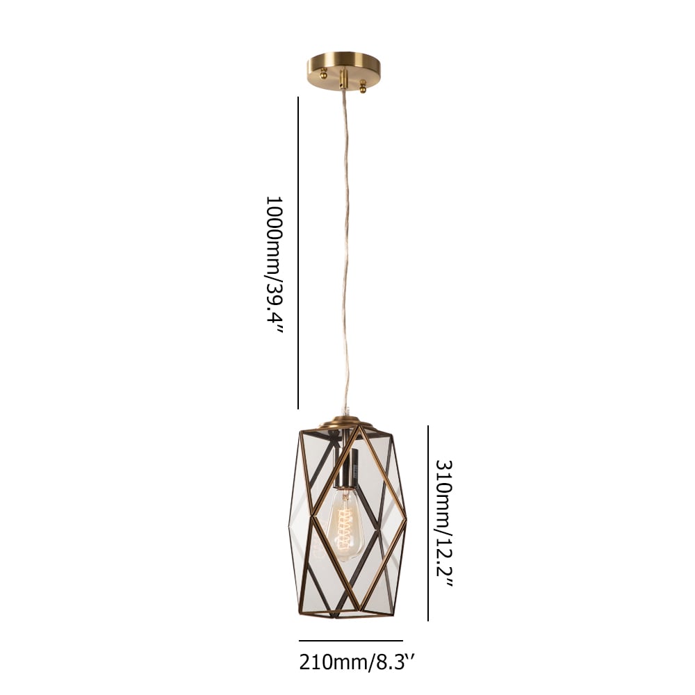 Retro Single Head Balcony Full Copper Glass Chandelier window image