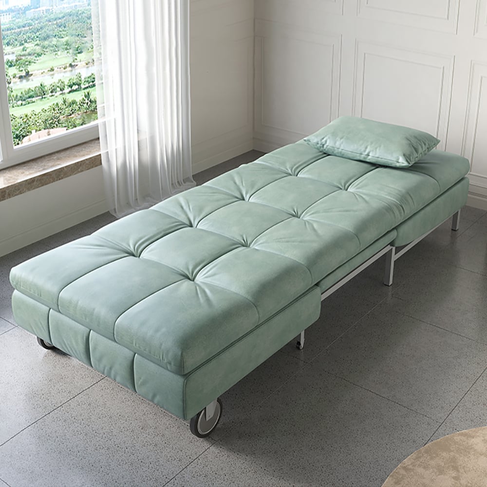 31.5" Cotton&Linen Upholstered Full Sleeper Sofa Bed Lounge Chair in Light Green window image