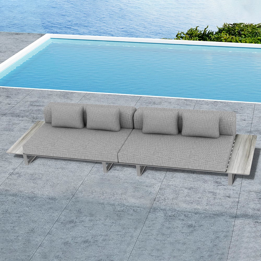 2-Piece Outdoor Sofa Set with Pillow Cushion Back and Extend Side window image