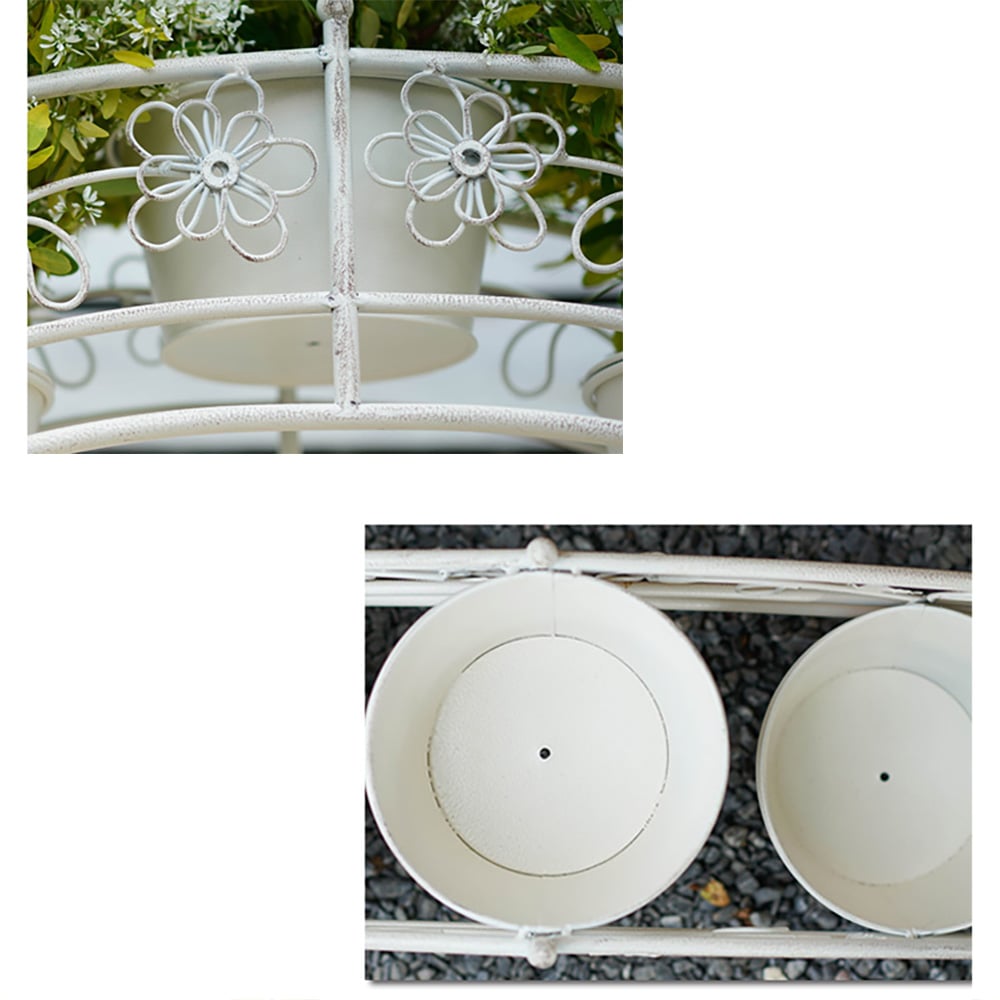 Retro Arched Plant Stand Decor Flower Shelf Outdoors for 3 Floral Pots window image