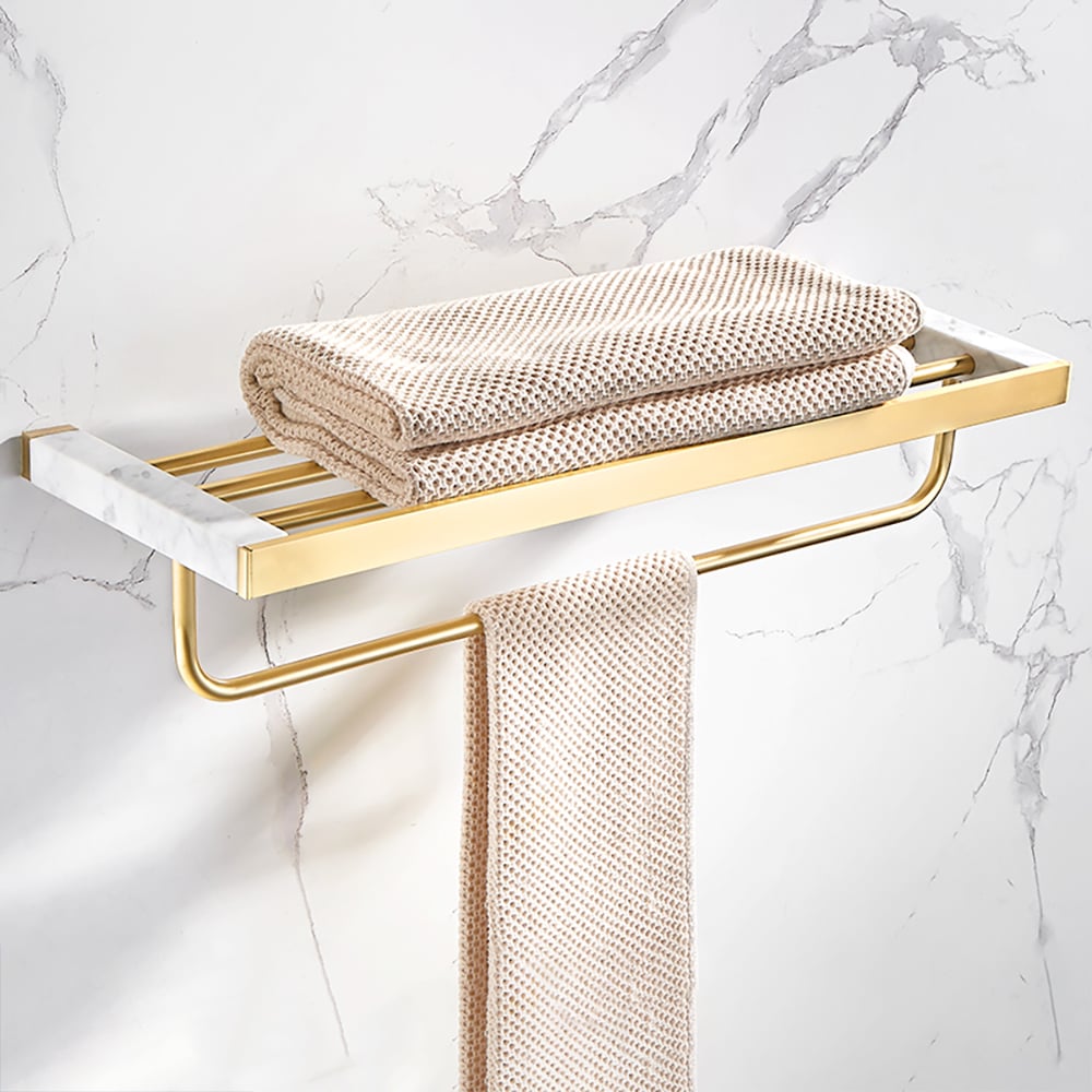 600mm Modern Bathroom Shelf with Brass Towel Rack window image